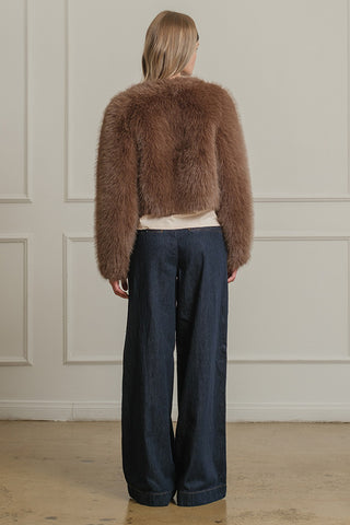 The Faux Fur Crop Jacket - Mocha