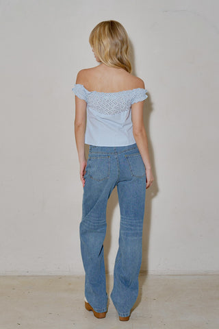 Off Shoulder Baby Blue Top