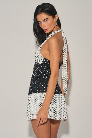 Polka Dot Halter Mini Dress