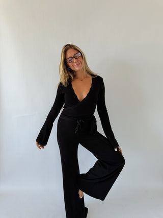 The Phoebe Wide Leg Pants - Black