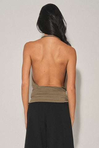 Beaded Open Back Halter Top