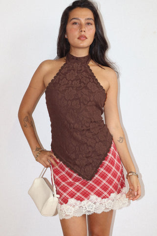 The Dianna High Neck Top - Brown