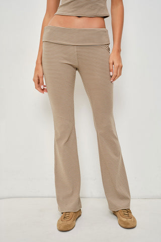 Brown Striped Short Sleeve Top