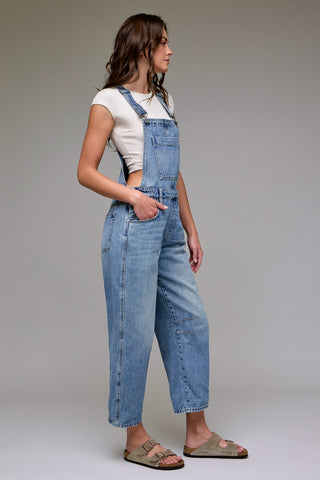 Light Wash Barrel Overalls