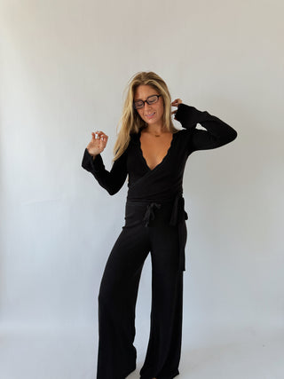 The Phoebe Wide Leg Pants - Black