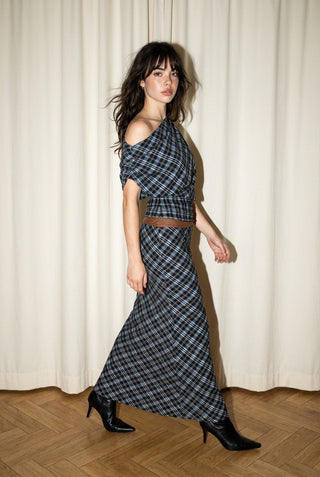 The Plaid Asymmetric Skylar Top