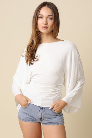Long Sleeve Tie Top - Ivory
