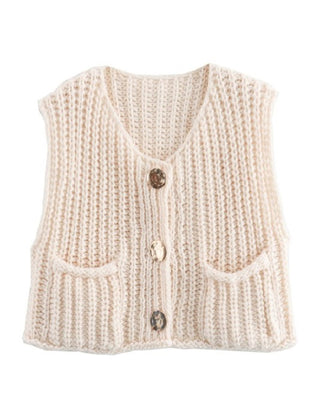 Chunky Knit Sweater Vest - Ivory