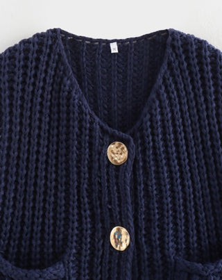 Chunky Knit Sweater Vest - Navy