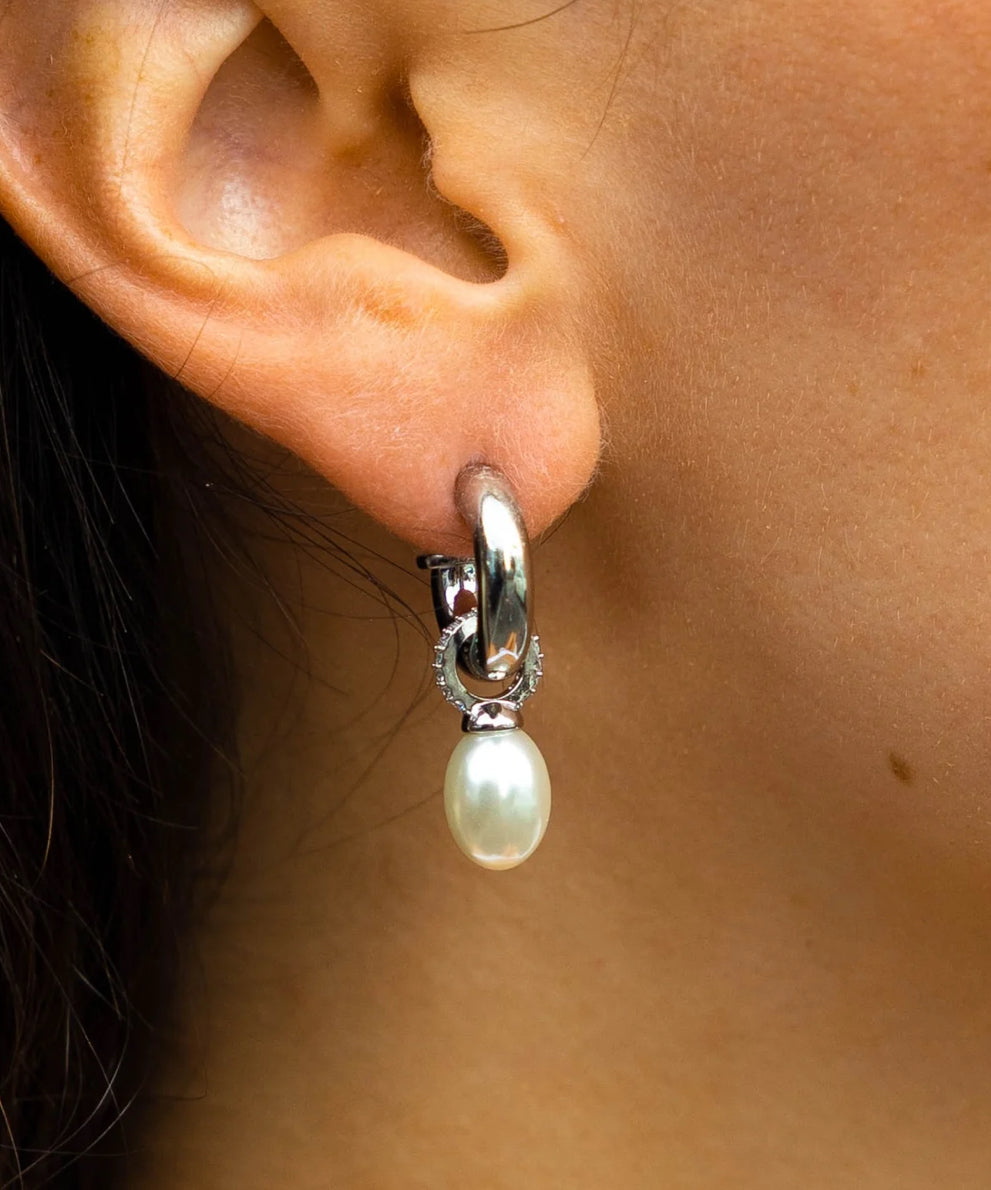 Pearl Diver Hoops - Silver