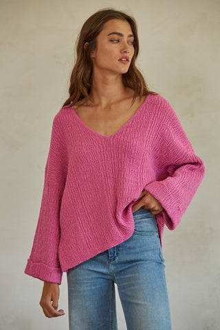 The Magenta Knit Top