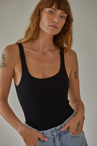 Ribbed Scoop Neck Bodysuit