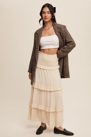 Champagne Tiered Maxi Skirt