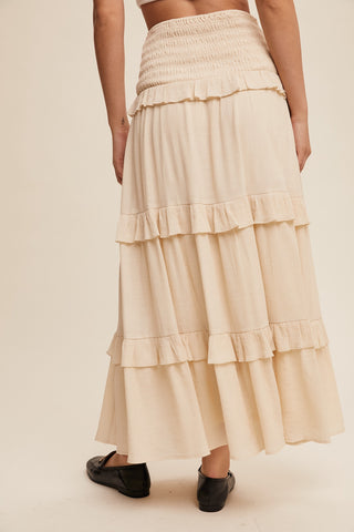 Champagne Tiered Maxi Skirt