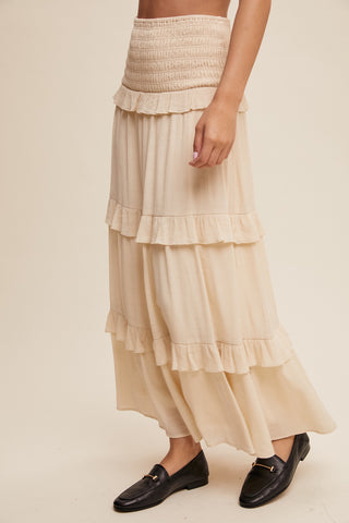 Champagne Tiered Maxi Skirt