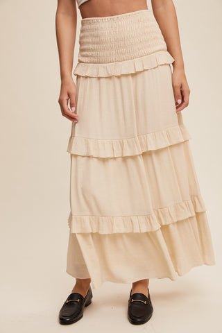 Champagne Tiered Maxi Skirt