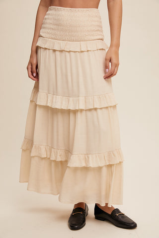 Champagne Tiered Maxi Skirt