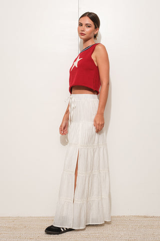 White Tiered Maxi Skirt