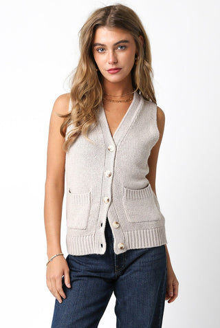 Taupe Sleeveless Cardigan