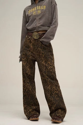 Cheetah Wide Leg Jeans