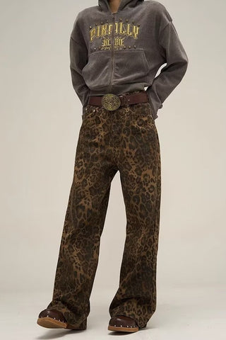 Cheetah Wide Leg Jeans