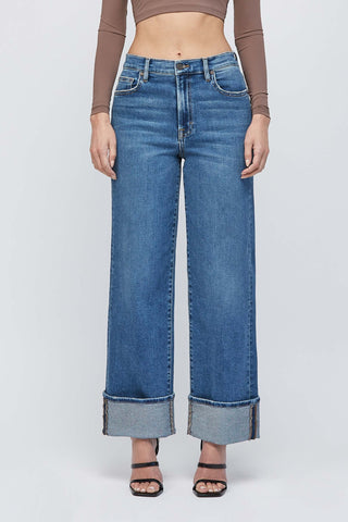 High Rise Cuffed Denim Jeans