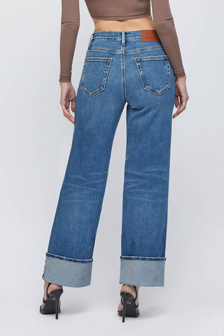 High Rise Cuffed Denim Jeans