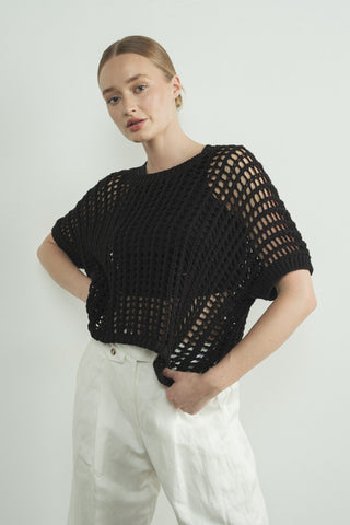 The Jenelle Fishnet Top - Black