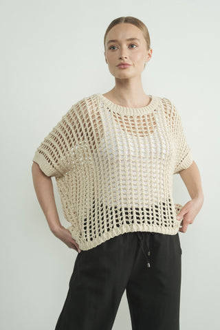 The Jenelle Fishnet Top - Natural