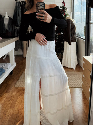 White Tiered Maxi Skirt