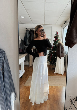 White Tiered Maxi Skirt