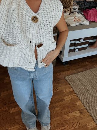 Chunky Knit Sweater Vest - Ivory