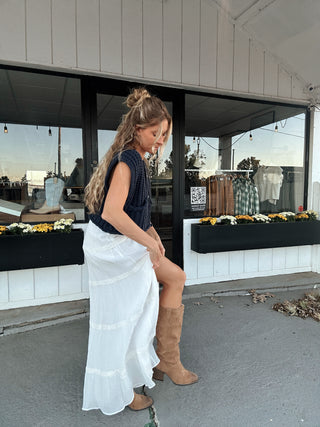 White Tiered Maxi Skirt