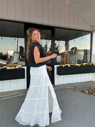 White Tiered Maxi Skirt