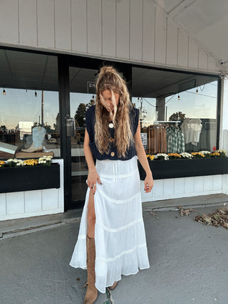 White Tiered Maxi Skirt