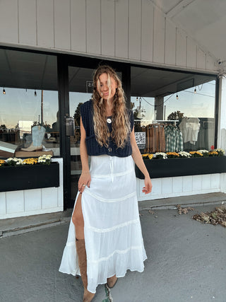 White Tiered Maxi Skirt