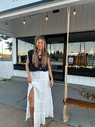 White Tiered Maxi Skirt