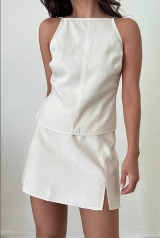 Grace Linen Low Waist Mini Skirt