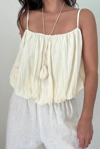 Bubble Hem Spaghetti Strap Backless Top