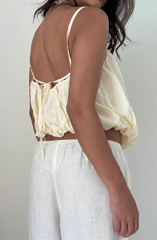 Bubble Hem Spaghetti Strap Backless Top