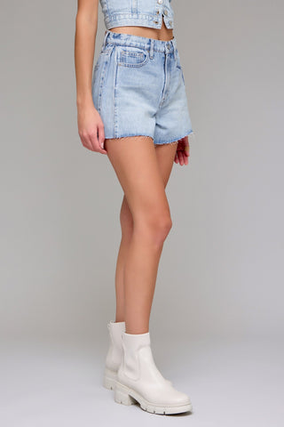 A Line Denim Shorts - Light Wash - 