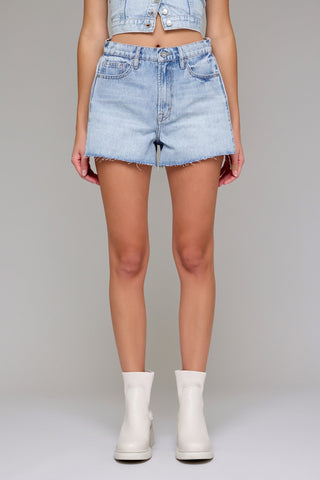 A Line Denim Shorts - Light Wash - 