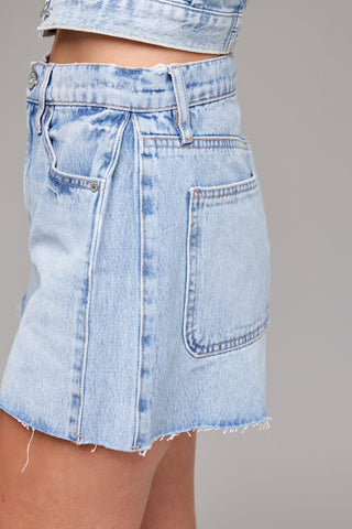 A Line Denim Shorts - Light Wash - 