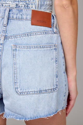 A Line Denim Shorts - Light Wash - 