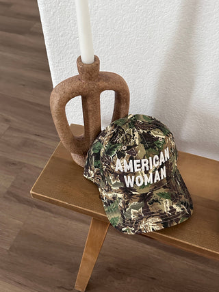 AMERICAN WOMAN TRUCKER HAT