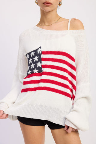 American Flag Pocket Sweater - 