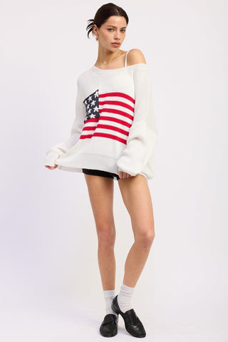 American Flag Pocket Sweater - 