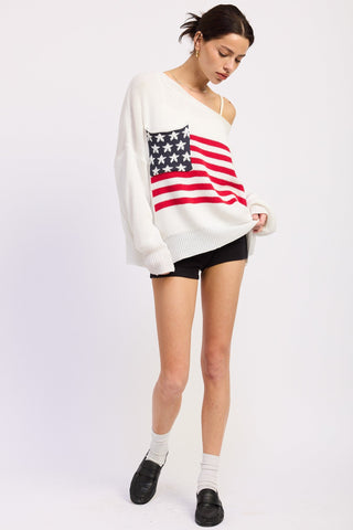 American Flag Pocket Sweater - 