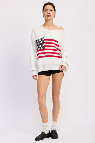 American Flag Pocket Sweater - 