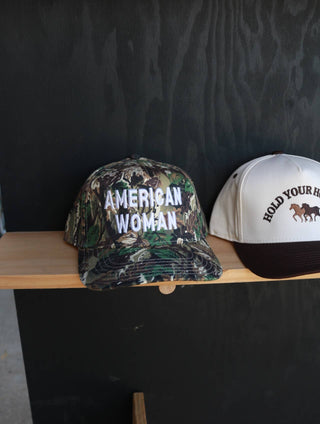 AMERICAN WOMAN TRUCKER HAT - 